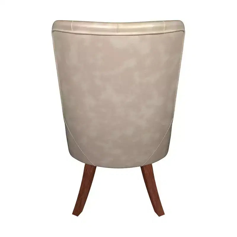 Sedia da pranzo LeisureMod rivestita in velluto e pelle con schienale alto capitonné e gambe in legno di caucciù verniciato