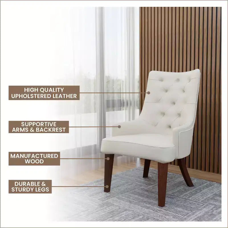 Sedia da pranzo LeisureMod rivestita in velluto e pelle con schienale alto capitonné e gambe in legno di caucciù verniciato