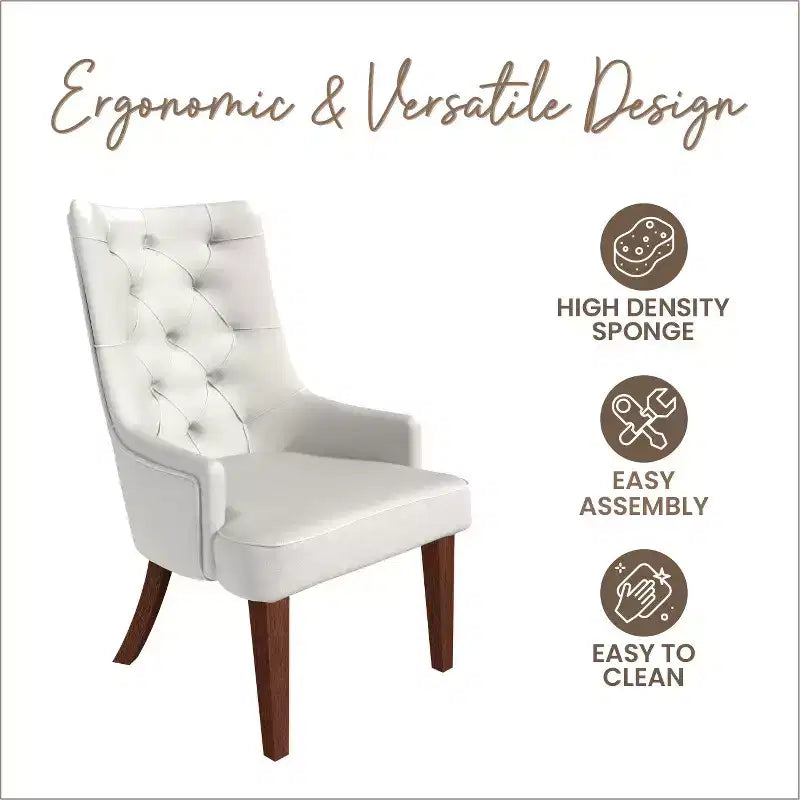 Sedia da pranzo LeisureMod rivestita in velluto e pelle con schienale alto capitonné e gambe in legno di caucciù verniciato