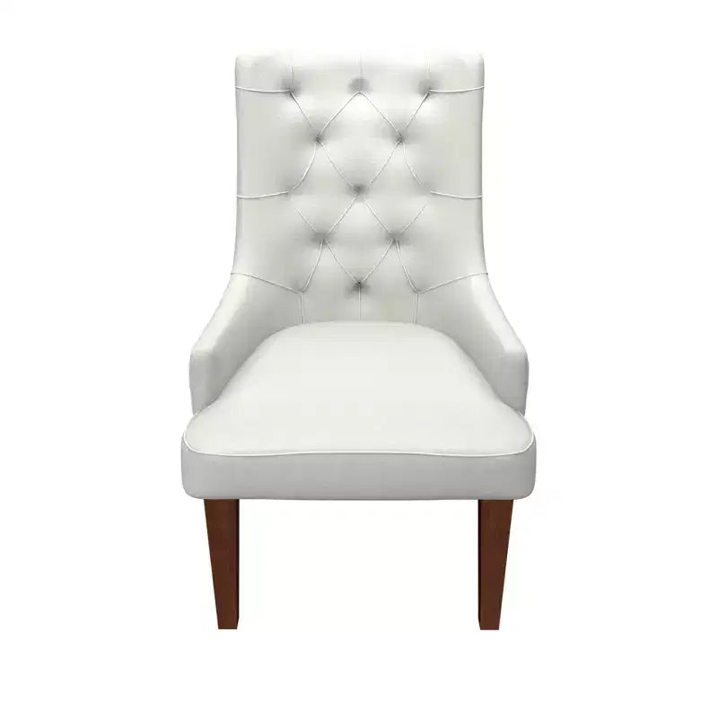 Sedia da pranzo LeisureMod rivestita in velluto e pelle con schienale alto capitonné e gambe in legno di caucciù verniciato