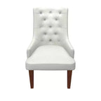 Sedia da pranzo LeisureMod rivestita in velluto e pelle con schienale alto capitonné e gambe in legno di caucciù verniciato