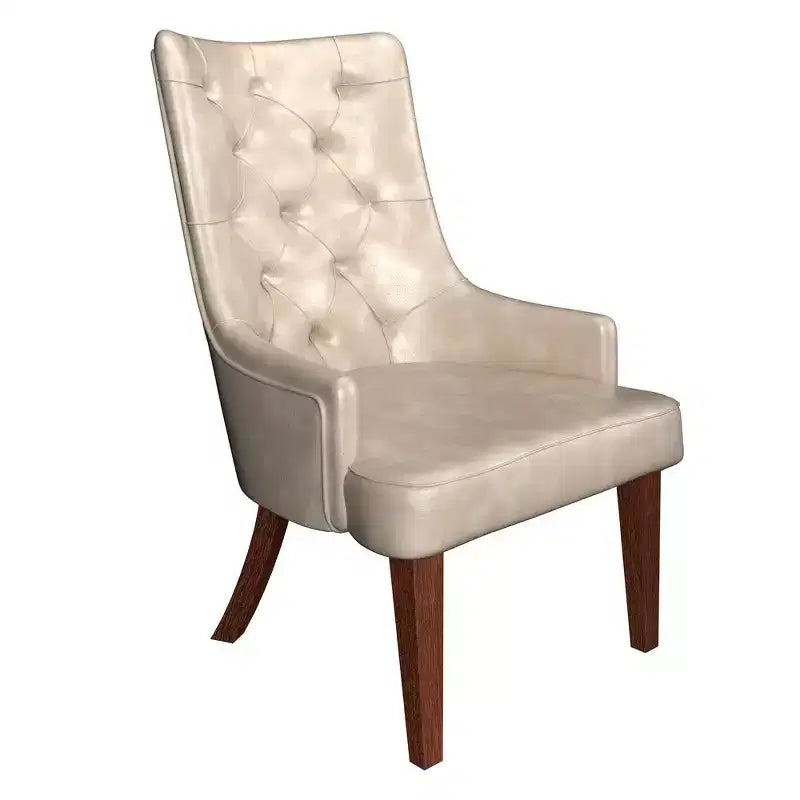 Sedia da pranzo LeisureMod rivestita in velluto e pelle con schienale alto capitonné e gambe in legno di caucciù verniciato