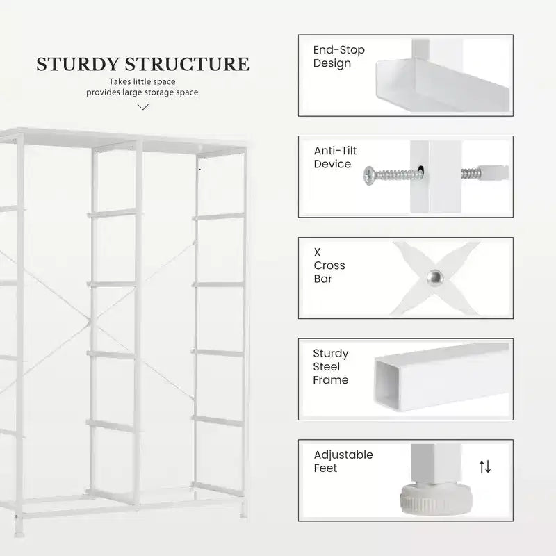 JIONJOY Cassettiera verticale a 10 cassetti - Comodino in tessuto rustico largo 80 cm per camera da letto/cameretta, struttura in acciaio