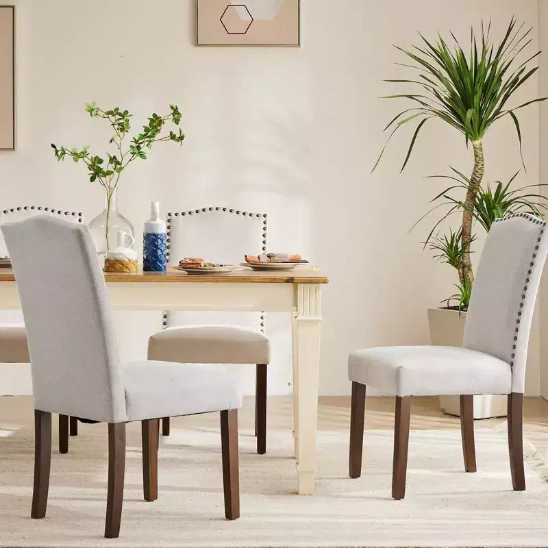 JIONJOY Set di 2 sedie da pranzo imbottite in lino