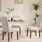 JIONJOY Set di 2 sedie da pranzo imbottite in lino