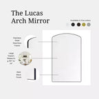 TEHOME Specchio da parete con cornice in metallo ad arco per bagno