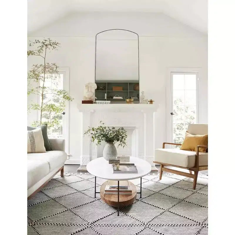 TEHOME Specchio da parete con cornice in metallo ad arco per bagno