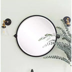 TEHOME Opeline Circle Matt Black Metal Frame Round Tilting Beveled Vanity Mirrors for Wall, Overall 30.05 x 26 inches (Mirrror 26 x 26 inches)