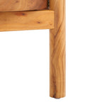 Tavolino con due ripiani in rattan intrecciato e vetro temperato, gambe in legno di olmo, 23"L