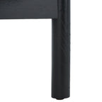 Tavolino con due ripiani in rattan intrecciato e vetro temperato, gambe in legno di olmo, 23"L