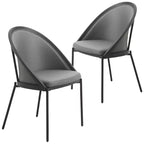 LeisureMod Urbane Collection Upholstered Dining Chair Set of 2  Vinyl Seat with Stainless Steel Legs, Modern Kitchen, Dining Room, Cafe Seating