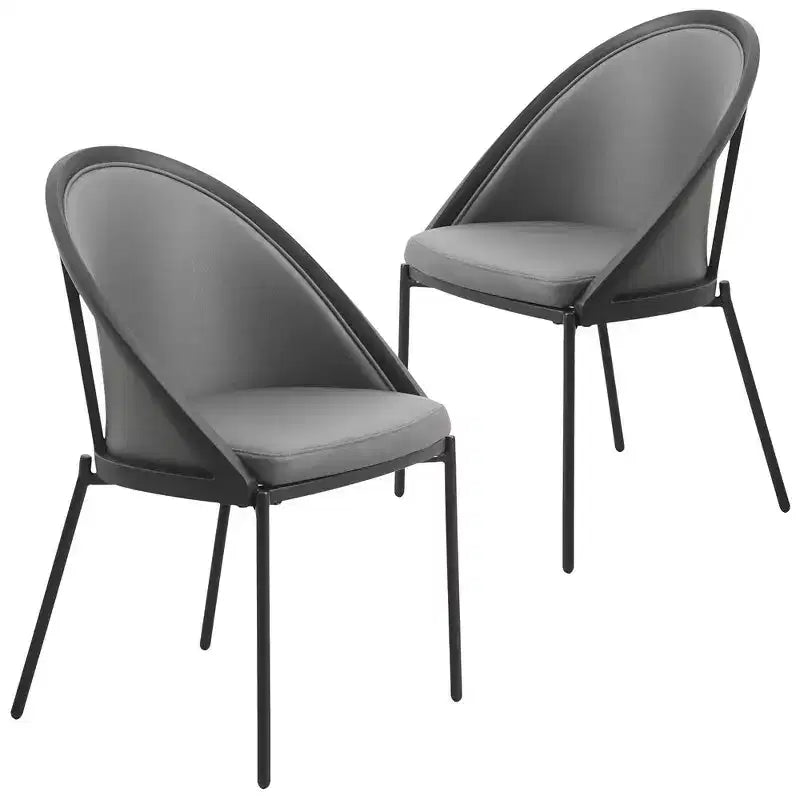 LeisureMod Urbane Collection Upholstered Dining Chair Set of 2  Vinyl Seat with Stainless Steel Legs, Modern Kitchen, Dining Room, Cafe Seating
