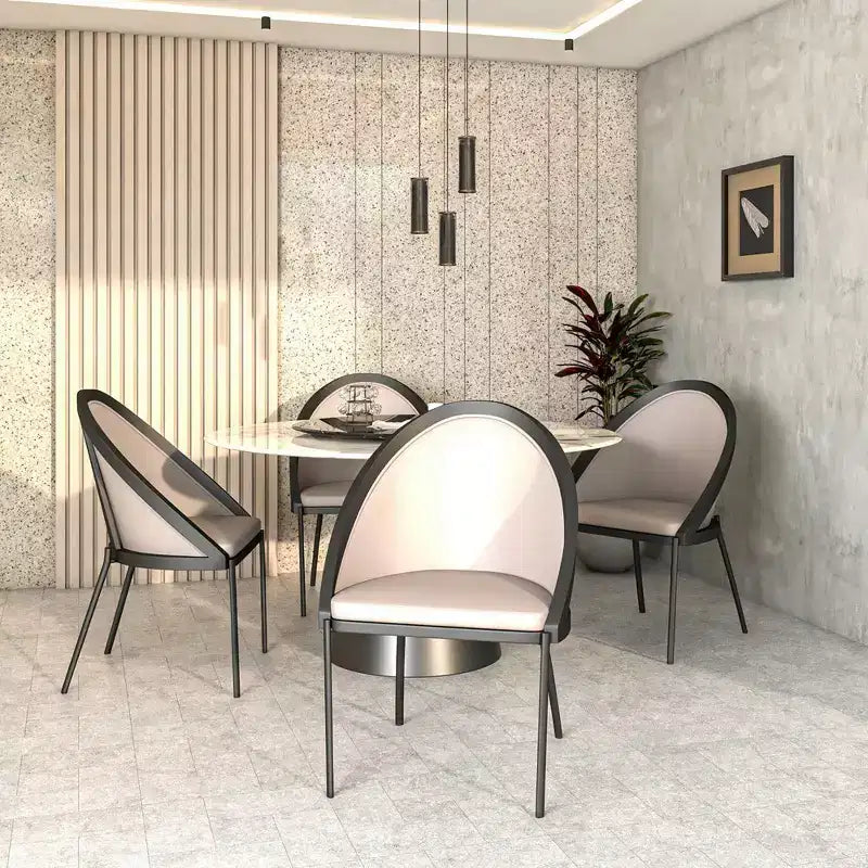 LeisureMod Urbane Collection Set di 2 sedie da pranzo imbottite con seduta in vinile e gambe in acciaio inossidabile, per cucina moderna, sala da pranzo, area salotto del caffè