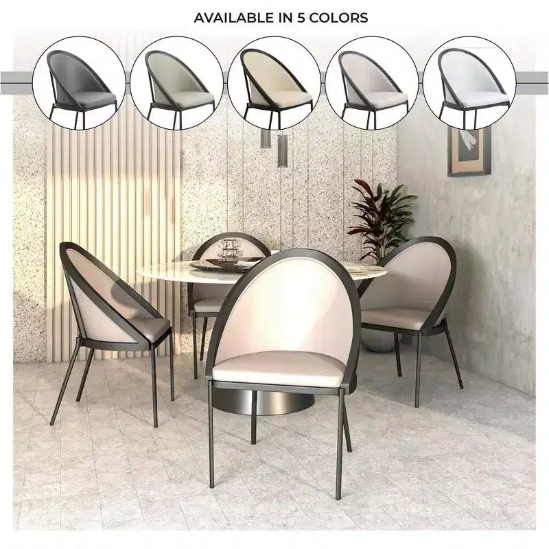 LeisureMod Urbane Collection Set di 2 sedie da pranzo imbottite con seduta in vinile e gambe in acciaio inossidabile, per cucina moderna, sala da pranzo, area salotto del caffè