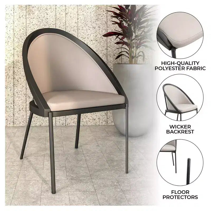 LeisureMod Urbane Collection Set di 2 sedie da pranzo imbottite con seduta in vinile e gambe in acciaio inossidabile, per cucina moderna, sala da pranzo, area salotto del caffè