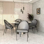 LeisureMod Urbane Collection Set di 2 sedie da pranzo imbottite con seduta in vinile e gambe in acciaio inossidabile, per cucina moderna, sala da pranzo, area salotto del caffè