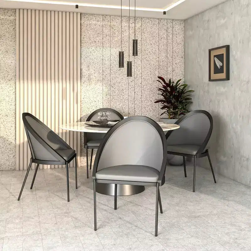 LeisureMod Urbane Collection Set di 2 sedie da pranzo imbottite con seduta in vinile e gambe in acciaio inossidabile, per cucina moderna, sala da pranzo, area salotto del caffè