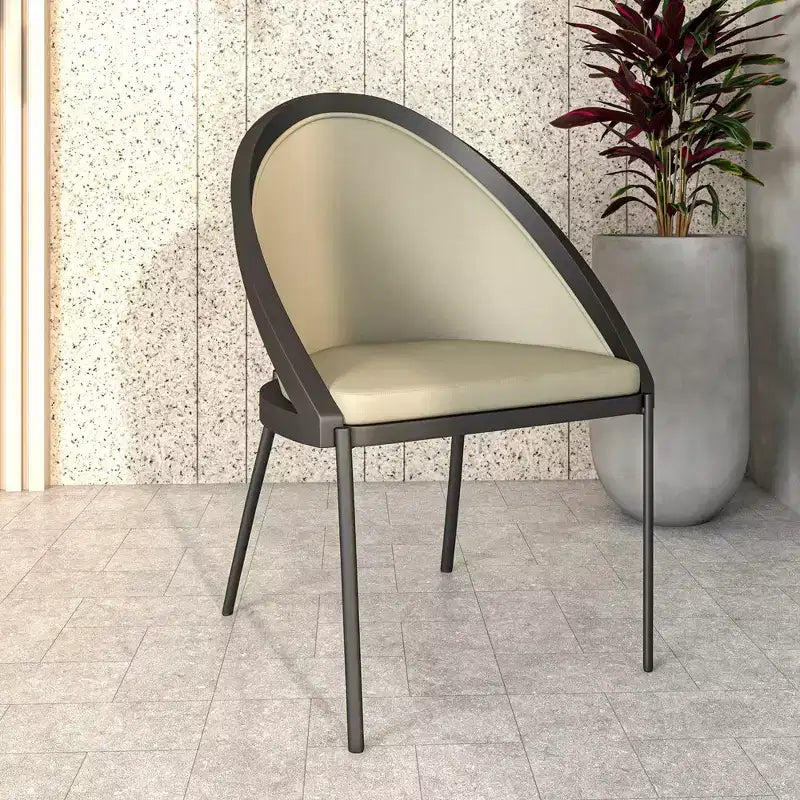 LeisureMod Urbane Collection Set di 2 sedie da pranzo imbottite con seduta in vinile e gambe in acciaio inossidabile, per cucina moderna, sala da pranzo, area salotto del caffè