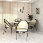 LeisureMod Urbane Collection Set di 2 sedie da pranzo imbottite con seduta in vinile e gambe in acciaio inossidabile, per cucina moderna, sala da pranzo, area salotto del caffè