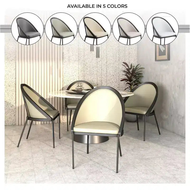LeisureMod Urbane Collection Set di 2 sedie da pranzo imbottite con seduta in vinile e gambe in acciaio inossidabile, per cucina moderna, sala da pranzo, area salotto del caffè