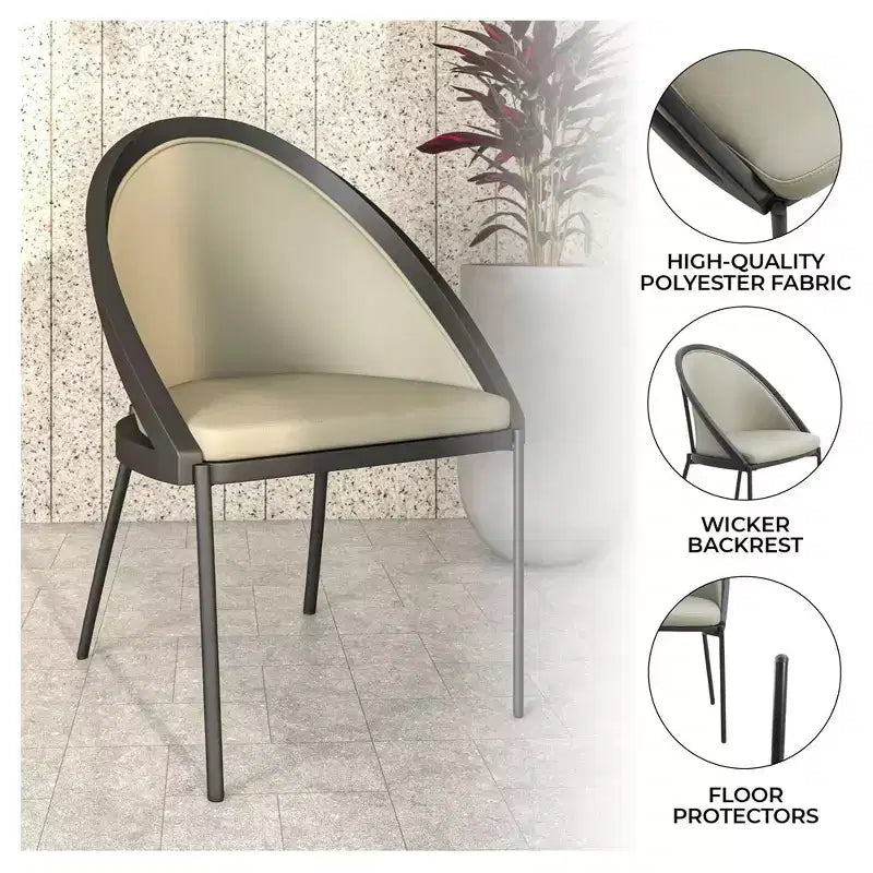 LeisureMod Urbane Collection Set di 2 sedie da pranzo imbottite con seduta in vinile e gambe in acciaio inossidabile, per cucina moderna, sala da pranzo, area salotto del caffè