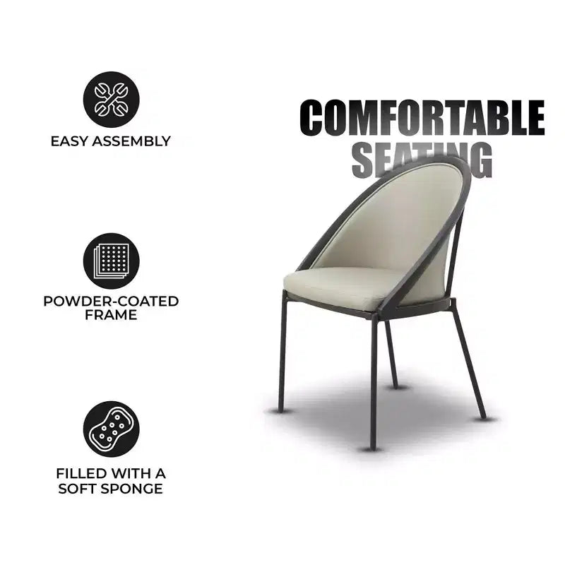 LeisureMod Urbane Collection Set di 2 sedie da pranzo imbottite con seduta in vinile e gambe in acciaio inossidabile, per cucina moderna, sala da pranzo, area salotto del caffè
