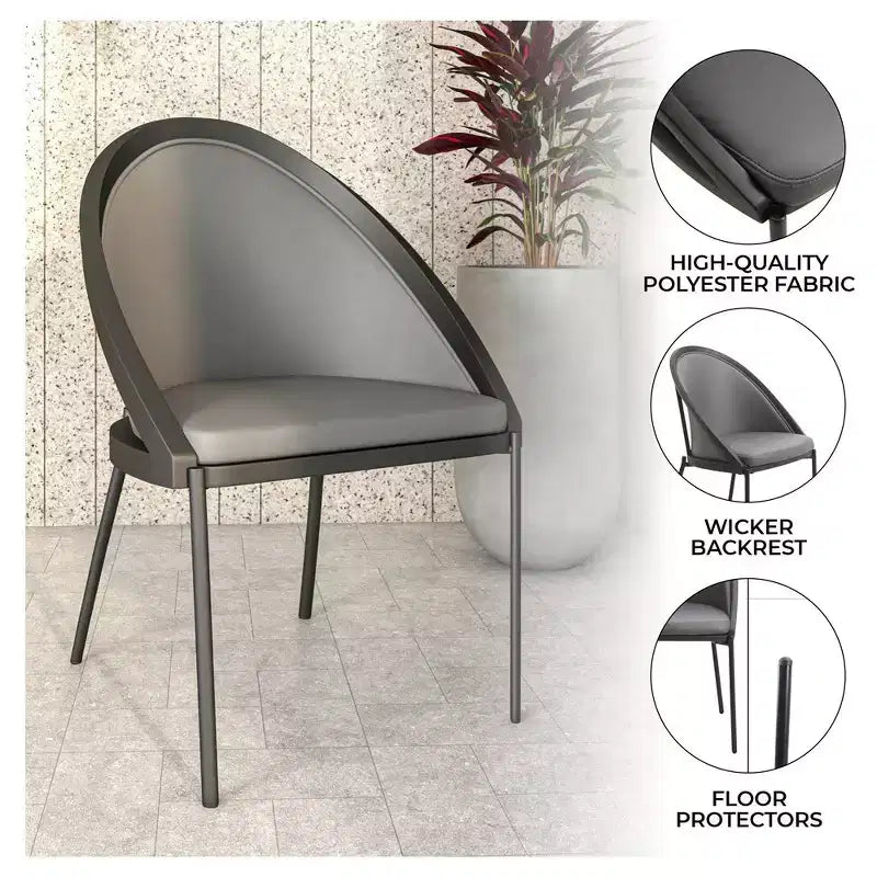 LeisureMod Urbane Collection Set di 2 sedie da pranzo imbottite con seduta in vinile e gambe in acciaio inossidabile, per cucina moderna, sala da pranzo, area salotto del caffè