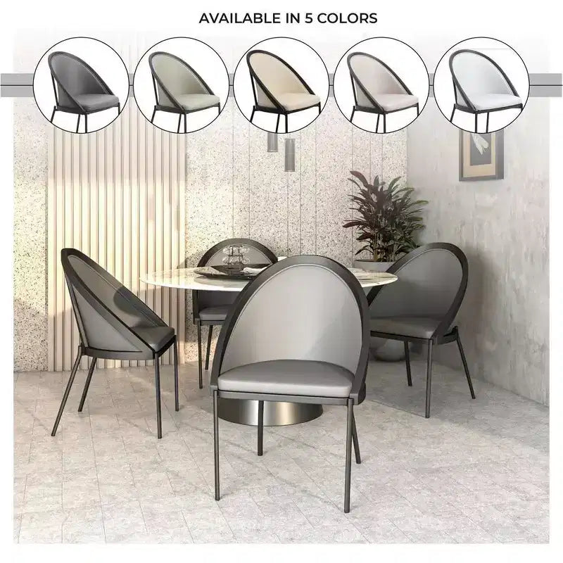 LeisureMod Urbane Collection Set di 2 sedie da pranzo imbottite con seduta in vinile e gambe in acciaio inossidabile, per cucina moderna, sala da pranzo, area salotto del caffè