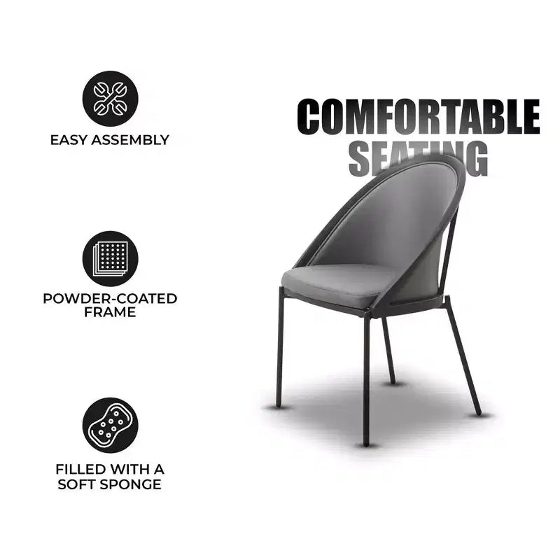 LeisureMod Urbane Collection Set di 2 sedie da pranzo imbottite con seduta in vinile e gambe in acciaio inossidabile, per cucina moderna, sala da pranzo, area salotto del caffè