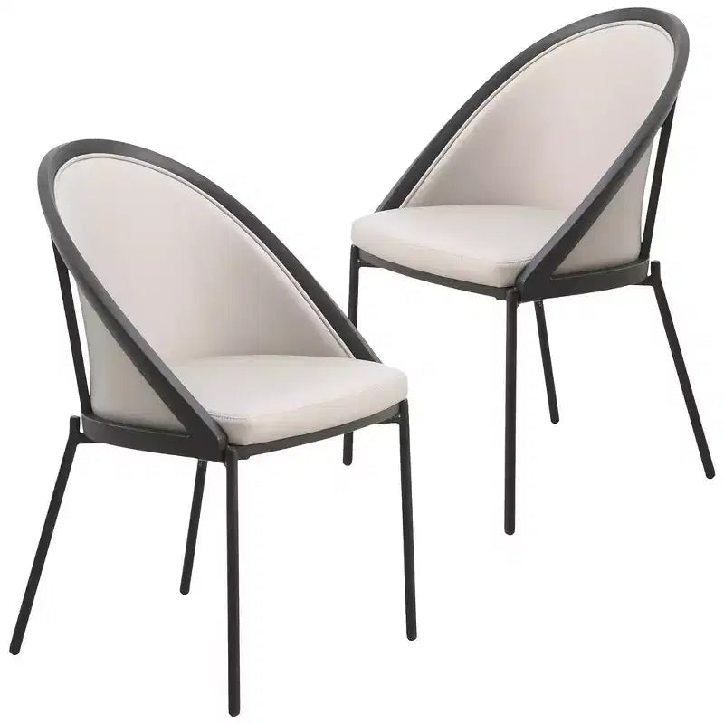 LeisureMod Urbane Collection Set di 2 sedie da pranzo imbottite con seduta in vinile e gambe in acciaio inossidabile, per cucina moderna, sala da pranzo, area salotto del caffè