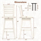 Costway Set di 4 Sgabelli da Bar Girevoli con Schienale Vuoto, Altezza Bancone 62 cm, Marrone/Bianco