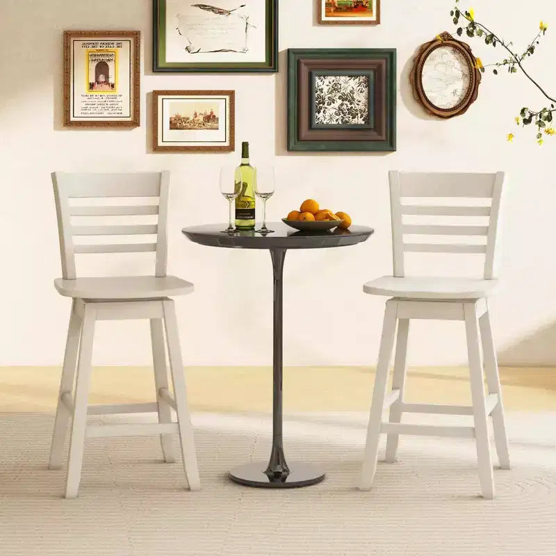 Costway Set di 4 Sgabelli da Bar Girevoli con Schienale Vuoto, Altezza Bancone 62 cm, Marrone/Bianco