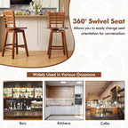 Costway Set di 4 Sgabelli da Bar Girevoli con Schienale Vuoto, Altezza Bancone 62 cm, Marrone/Bianco
