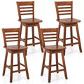Costway 4 PCS 24.5 Counter Height Bar Chairs Swivel Bar Stools with Hollow Backrest Brown/White