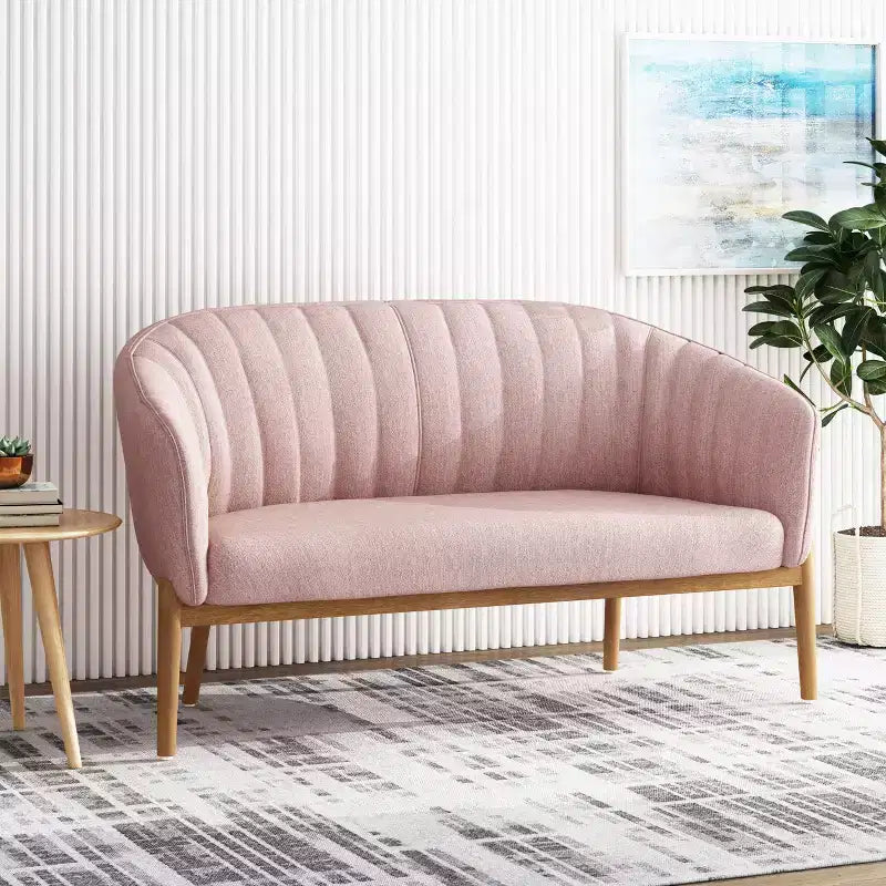 Divanetto imbottito Christopher Knight Home Cheney in stile contemporaneo con cuciture a canale e schienale curvo