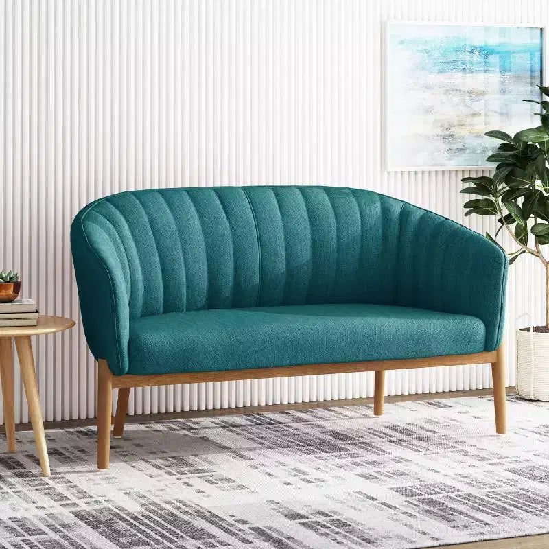 Divanetto imbottito Christopher Knight Home Cheney in stile contemporaneo con cuciture a canale e schienale curvo