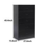 Cassettiera a 5 cassetti per camera da letto, alta, moderna, struttura in acciaio, in MDF, contenitore, nera