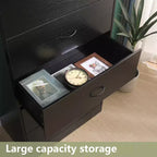Cassettiera a 5 cassetti per camera da letto, alta, moderna, struttura in acciaio, in MDF, contenitore, nera