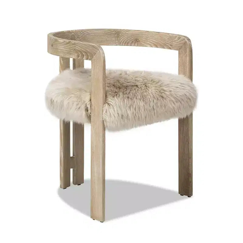 Sedia da pranzo Jennifer Taylor Home Millwick 21 con schienale basso in vera pelliccia, vera pelliccia bionda naturale