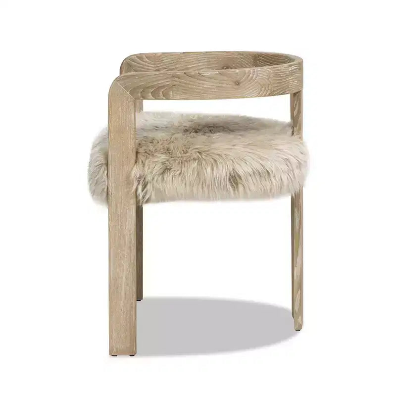 Sedia da pranzo Jennifer Taylor Home Millwick 21 con schienale basso in vera pelliccia, vera pelliccia bionda naturale