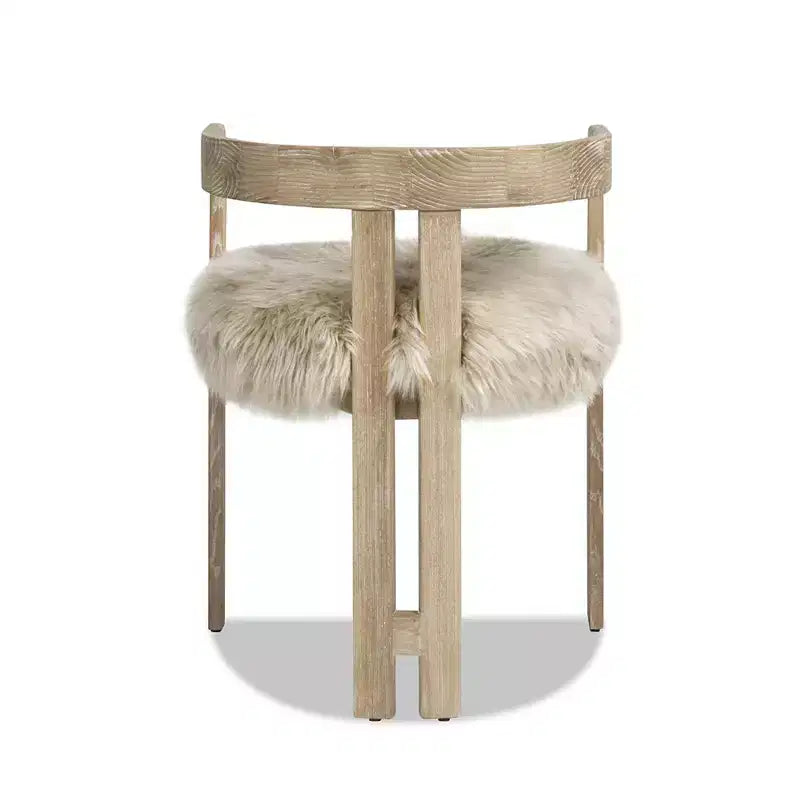 Sedia da pranzo Jennifer Taylor Home Millwick 21 con schienale basso in vera pelliccia, vera pelliccia bionda naturale