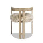 Sedia da pranzo Jennifer Taylor Home Millwick 21 con schienale basso in vera pelliccia, vera pelliccia bionda naturale