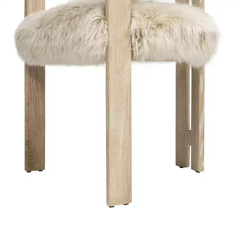 Sedia da pranzo Jennifer Taylor Home Millwick 21 con schienale basso in vera pelliccia, vera pelliccia bionda naturale
