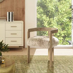 Sedia da pranzo Jennifer Taylor Home Millwick 21 con schienale basso in vera pelliccia, vera pelliccia bionda naturale
