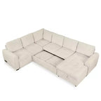 Divano componibile a forma di U da 107,5W, divano letto estraibile con chaise longue contenitore e dispositivi di ricarica 4S -ModernLuxe