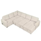 Divano componibile a forma di U da 107,5W, divano letto estraibile con chaise longue contenitore e dispositivi di ricarica 4S -ModernLuxe