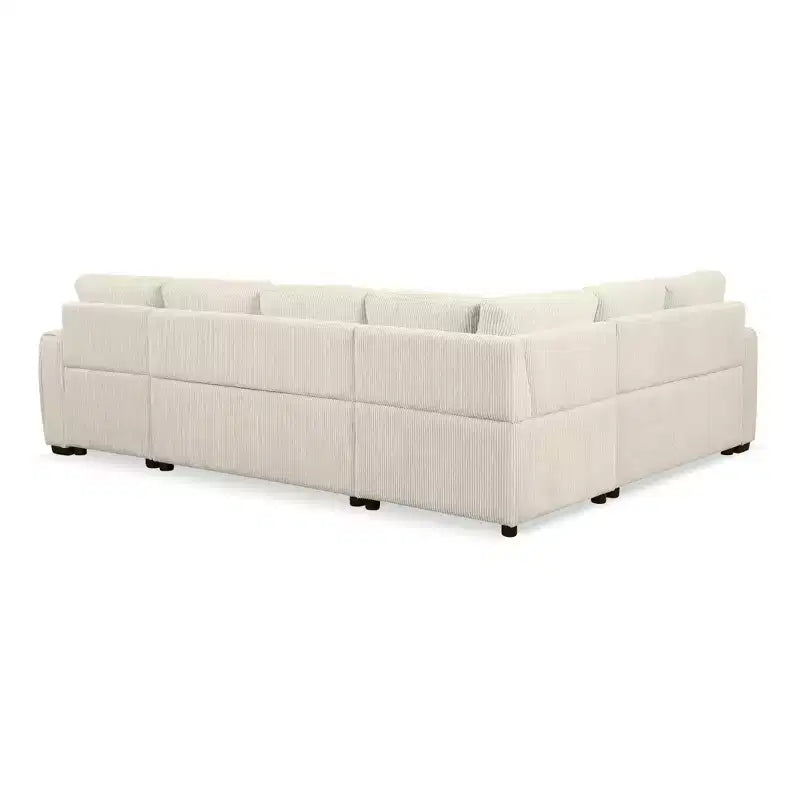 Divano componibile a forma di U da 107,5W, divano letto estraibile con chaise longue contenitore e dispositivi di ricarica 4S -ModernLuxe
