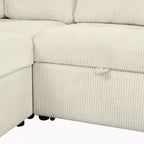 Divano componibile a forma di U da 107,5W, divano letto estraibile con chaise longue contenitore e dispositivi di ricarica 4S -ModernLuxe