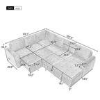Divano componibile a forma di U da 107,5W, divano letto estraibile con chaise longue contenitore e dispositivi di ricarica 4S -ModernLuxe