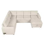 Divano componibile a forma di U da 107,5W, divano letto estraibile con chaise longue contenitore e dispositivi di ricarica 4S -ModernLuxe